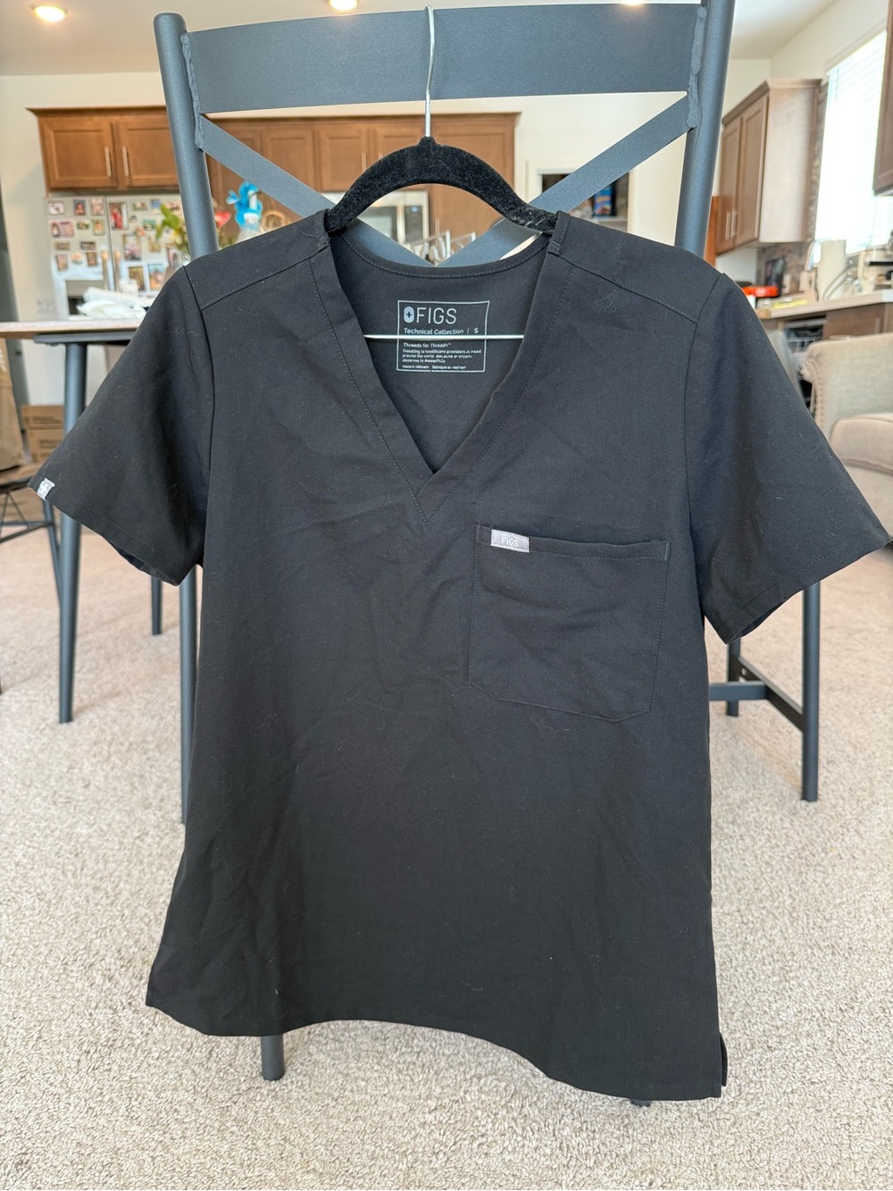 Figs Black V-Neck Short Sleeve Women's Scrub Top
